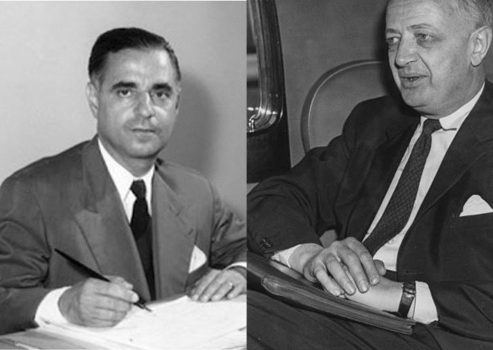 وزير الشؤون الخارجية المغربي أحمد بلافريج ووزير خارجية فرنسا كريستيان بينو